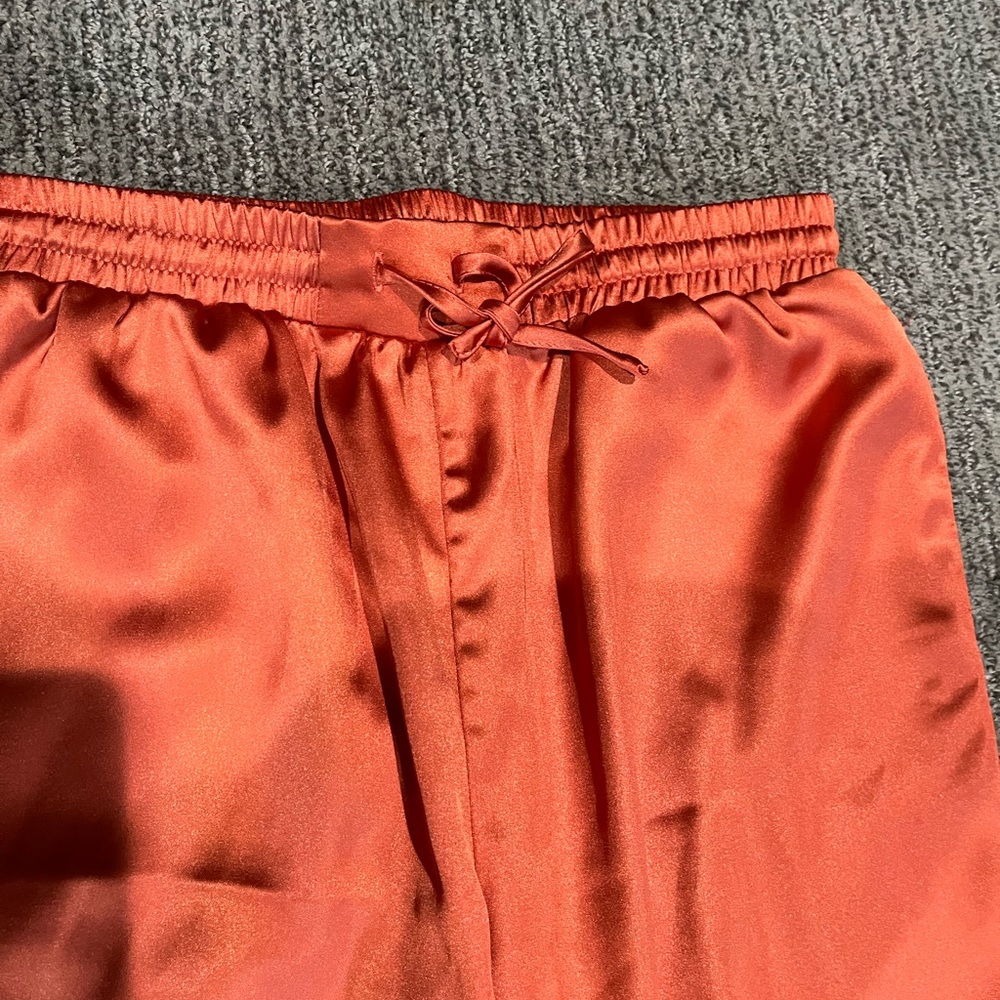 Forever 21 Silk Cargo Draw String Pants Side Pockets Silky Size Small Like New - Picture 5 of 5